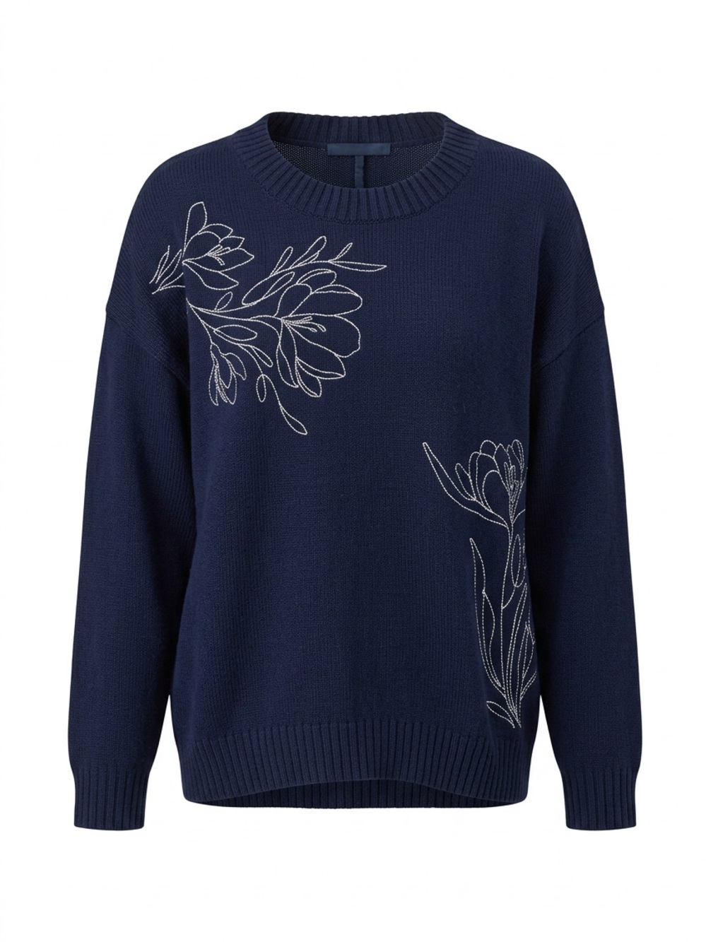 Torrid Navy Floral Embroidered Crewneck Sweater Size XL